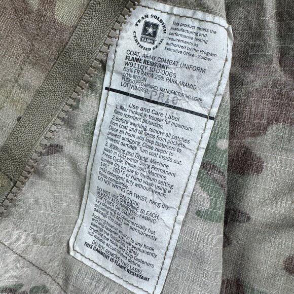 Army Combat Uniform Coat Mens L Jacket Brown Green Camo Flame Resistant FR - Picture 5 of 10